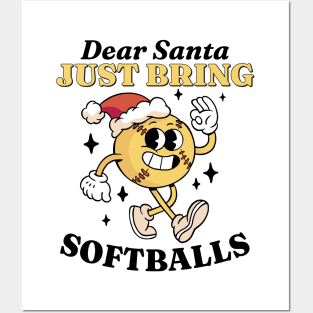 Dear Santa Funny Christmas Saying Softball Posters and Art